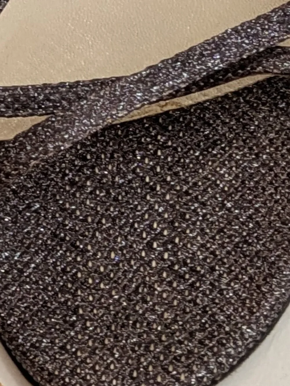 JIMMY CHOO SANDALS / brown embossed subtle sparkle fabric, thin strap  / size 39